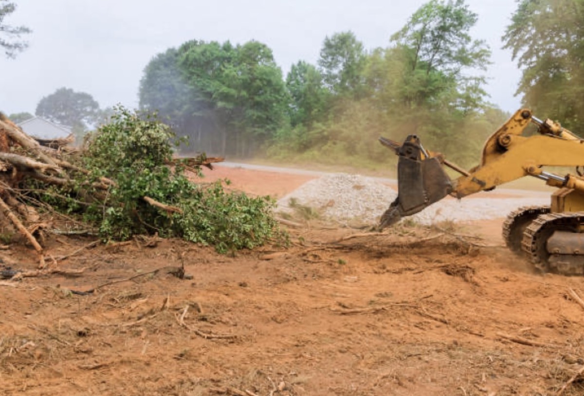 Lot clearing work preparing land for construction